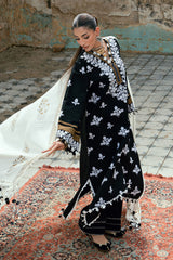3 Piece Gold and Silver Printed Pashmina Suit with Embroidered Khaddar Shirt and Dyed Trouser AP-52014