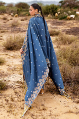 3 Piece Unstitched Embroidered Pashmina Suit with Embroidered Shawl and Pallu AP-52008