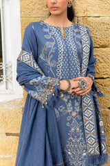 3 Piece Embroidered Pashmina Suit with Gold and Silver Shawl AP-52016