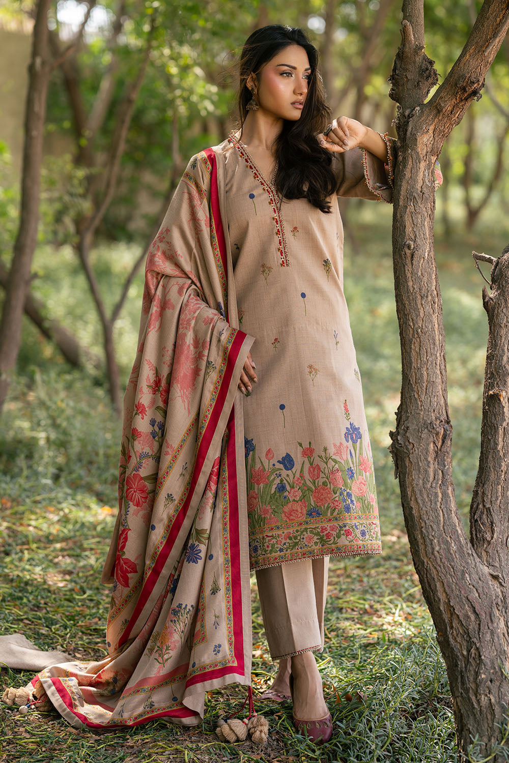 3 Piece Printed Pashmina Suit