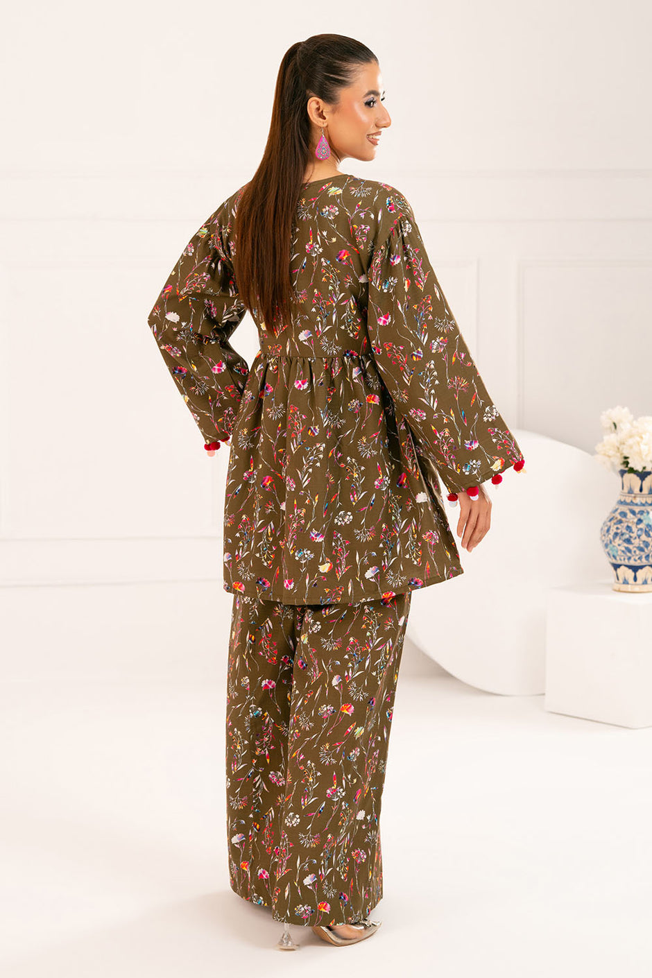 2 Piece Printed Slub Viscose Suit