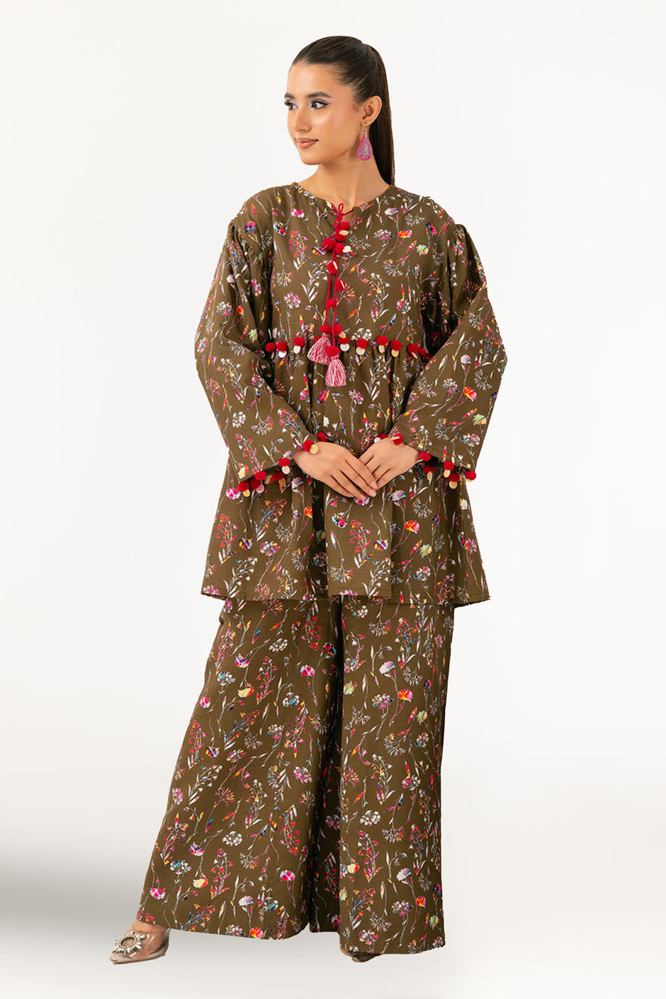 2 Piece Printed Slub Viscose Suit