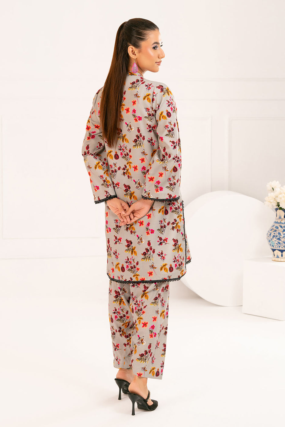 2 Piece Printed Slub Viscose Suit