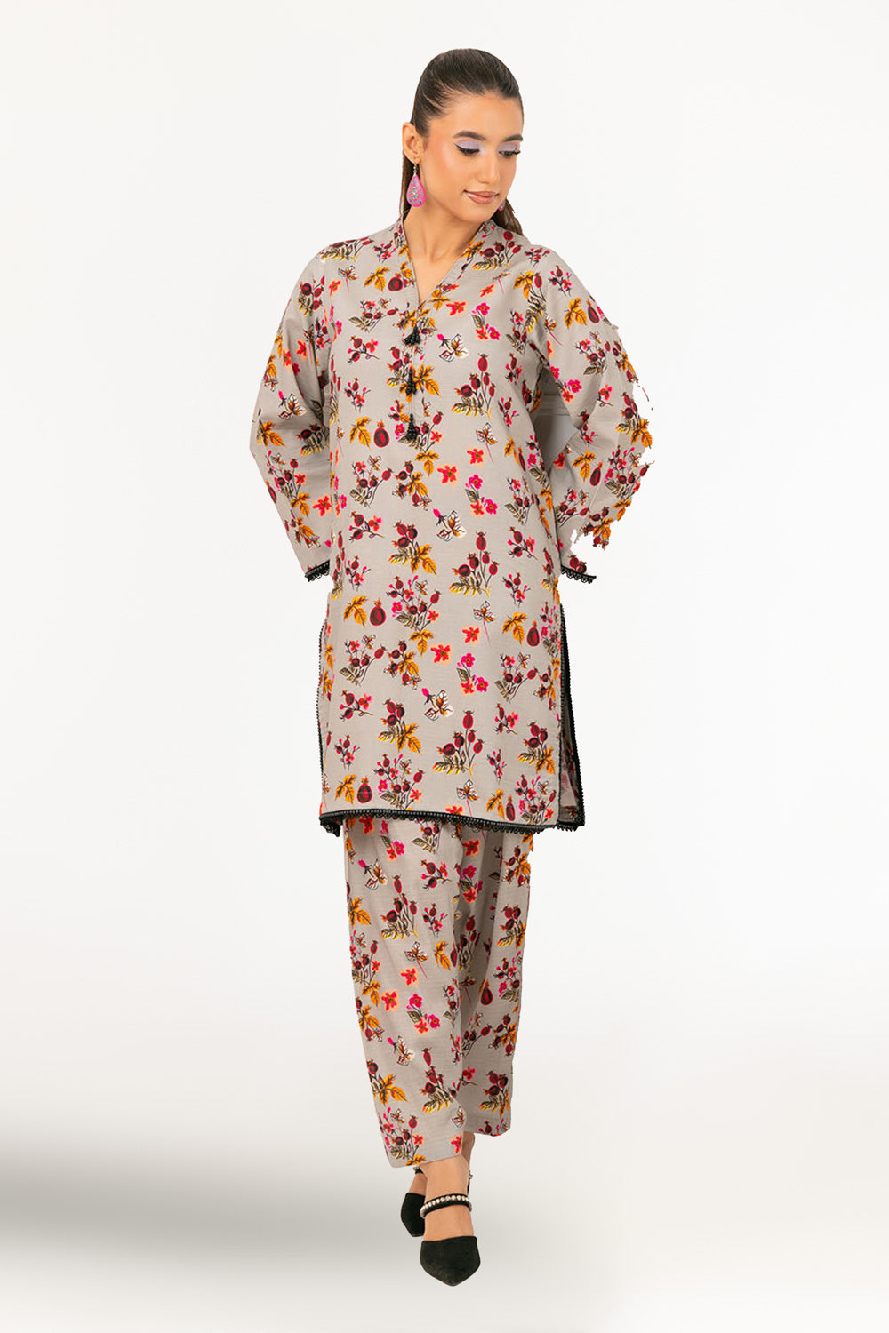 2 Piece Printed Slub Viscose Suit