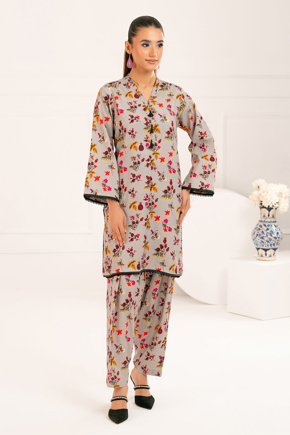 2 Piece Printed Slub Viscose Suit WNST-52006