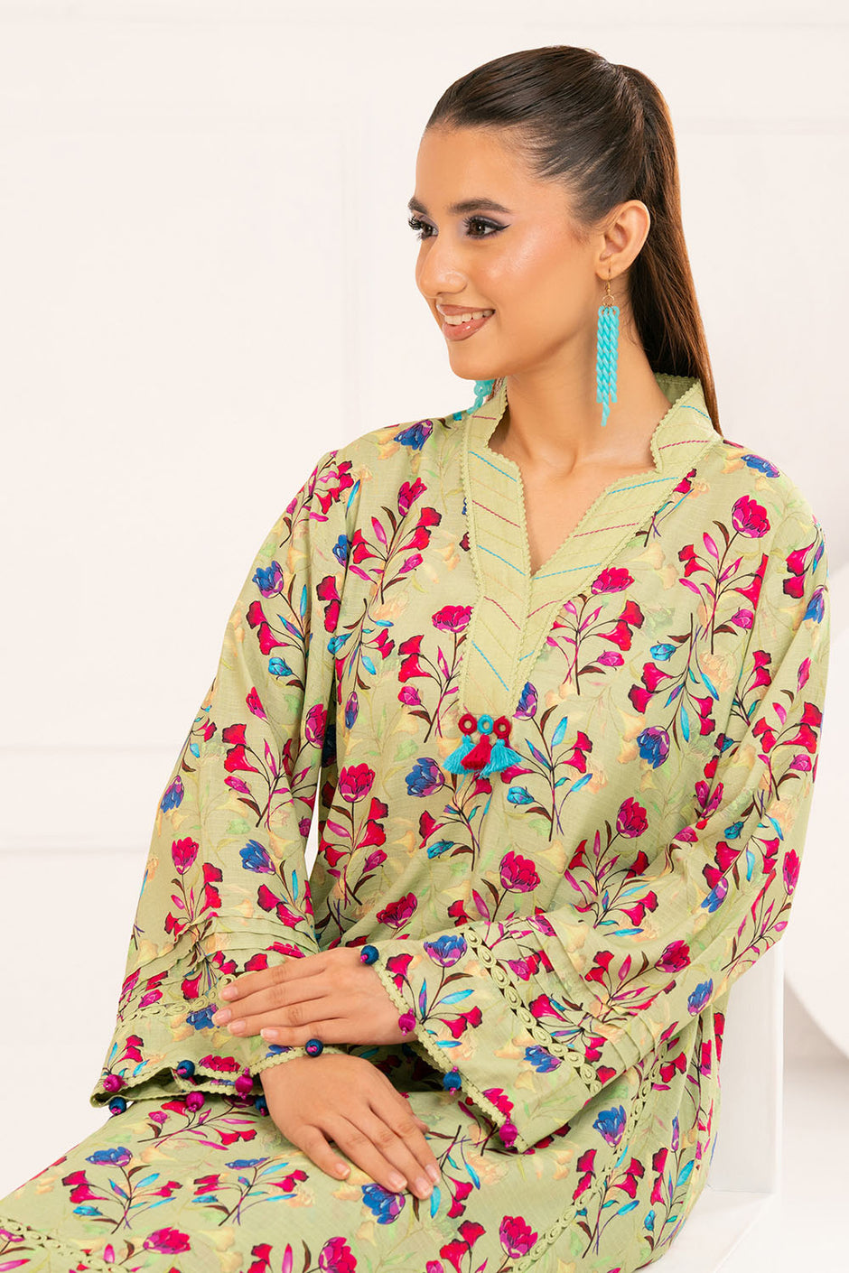 2 Piece Printed Slub Viscose Suit