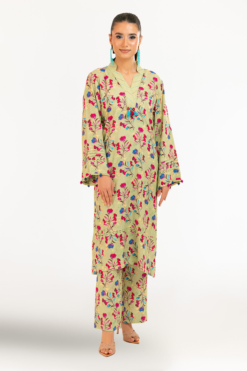 2 Piece Printed Slub Viscose Suit