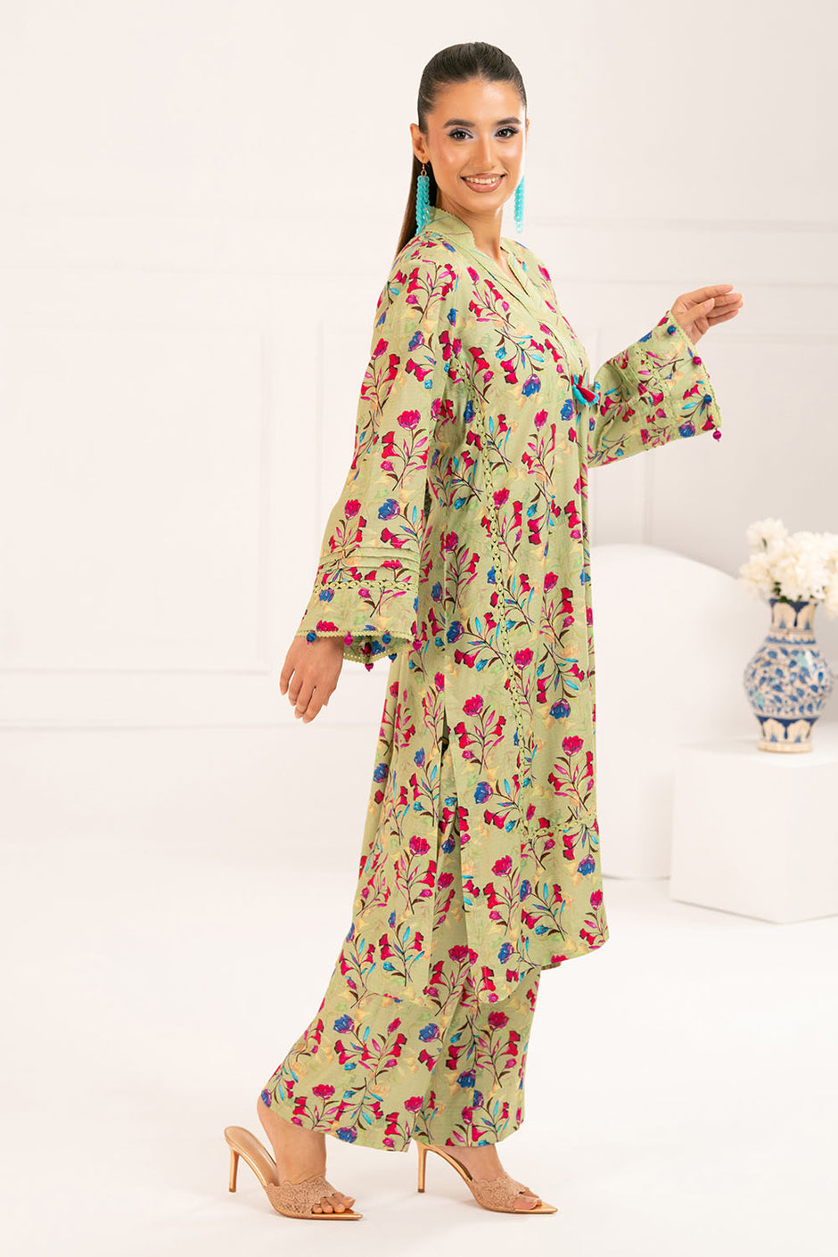 2 Piece Printed Slub Viscose Suit
