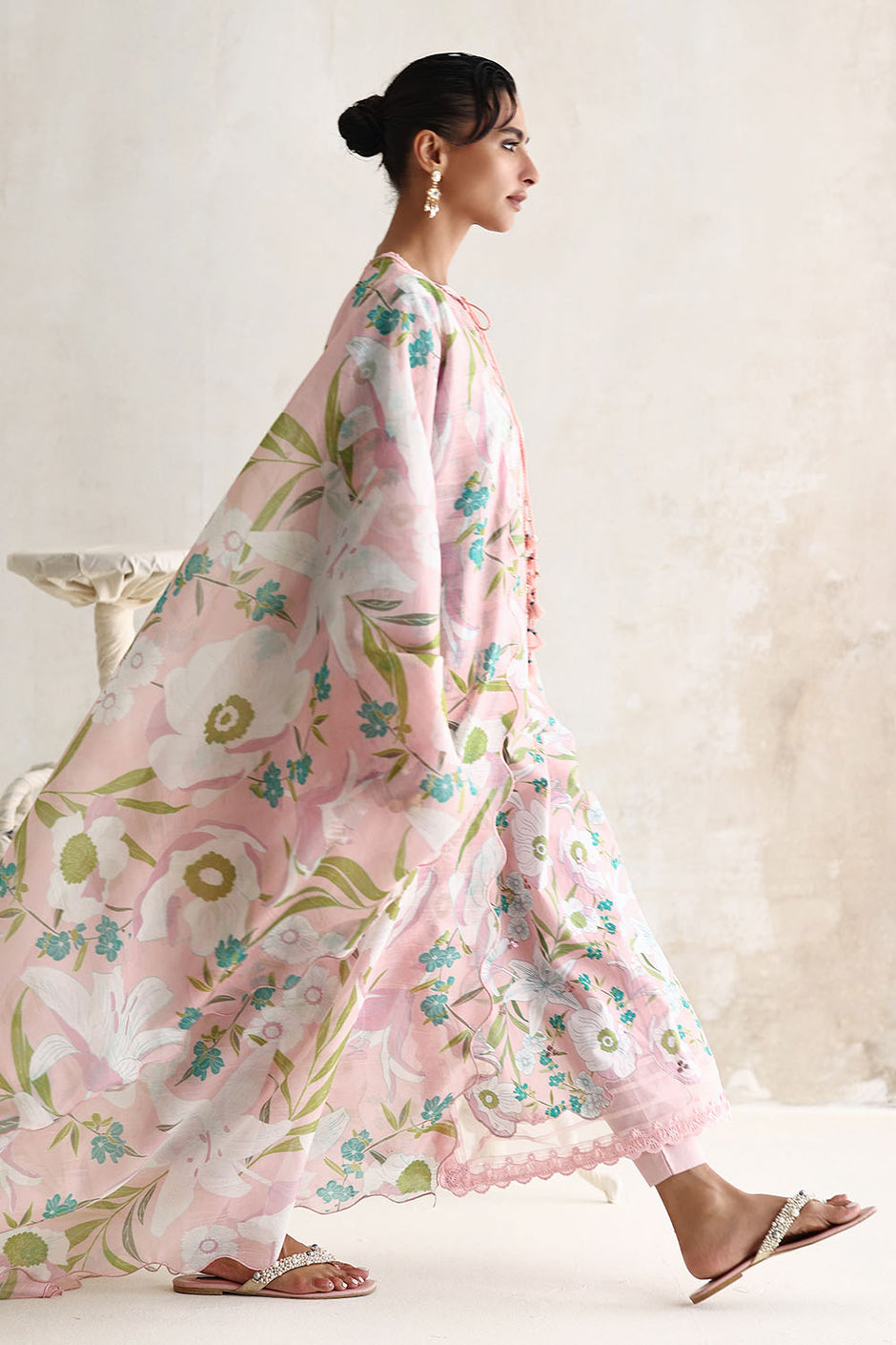 3 Piece Embroidered Printed Lawn Suit with Printed Sequins Paper Cotton Dupatta