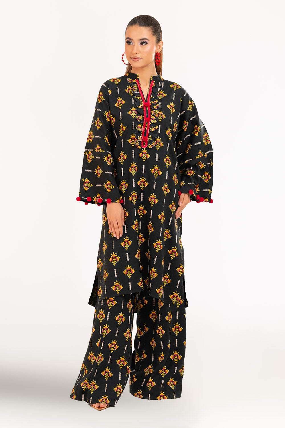 2 Piece Printed Slub Viscose Suit