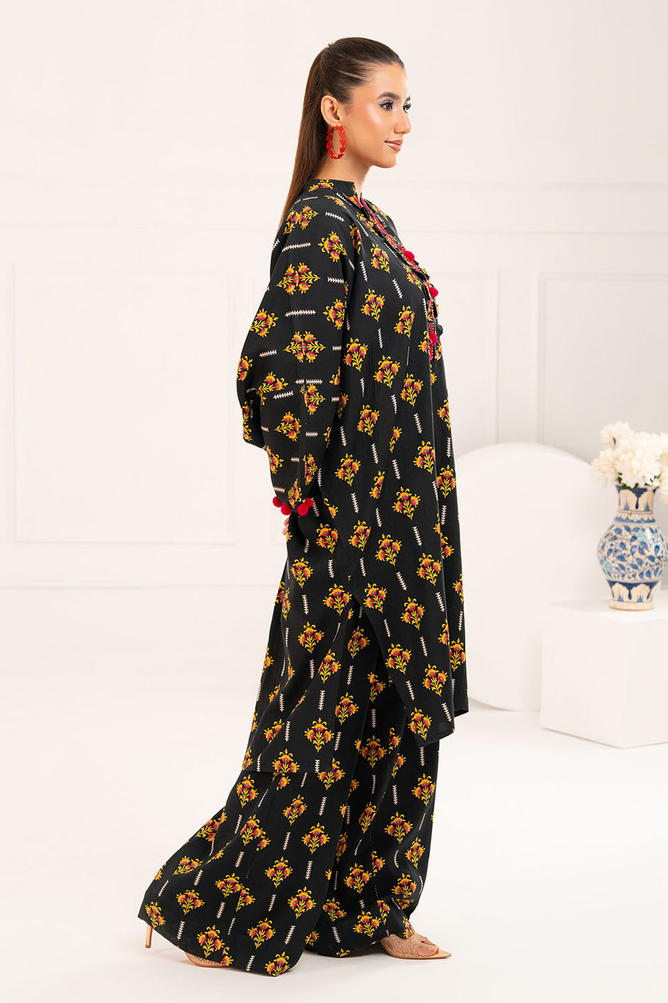 2 Piece Printed Slub Viscose Suit