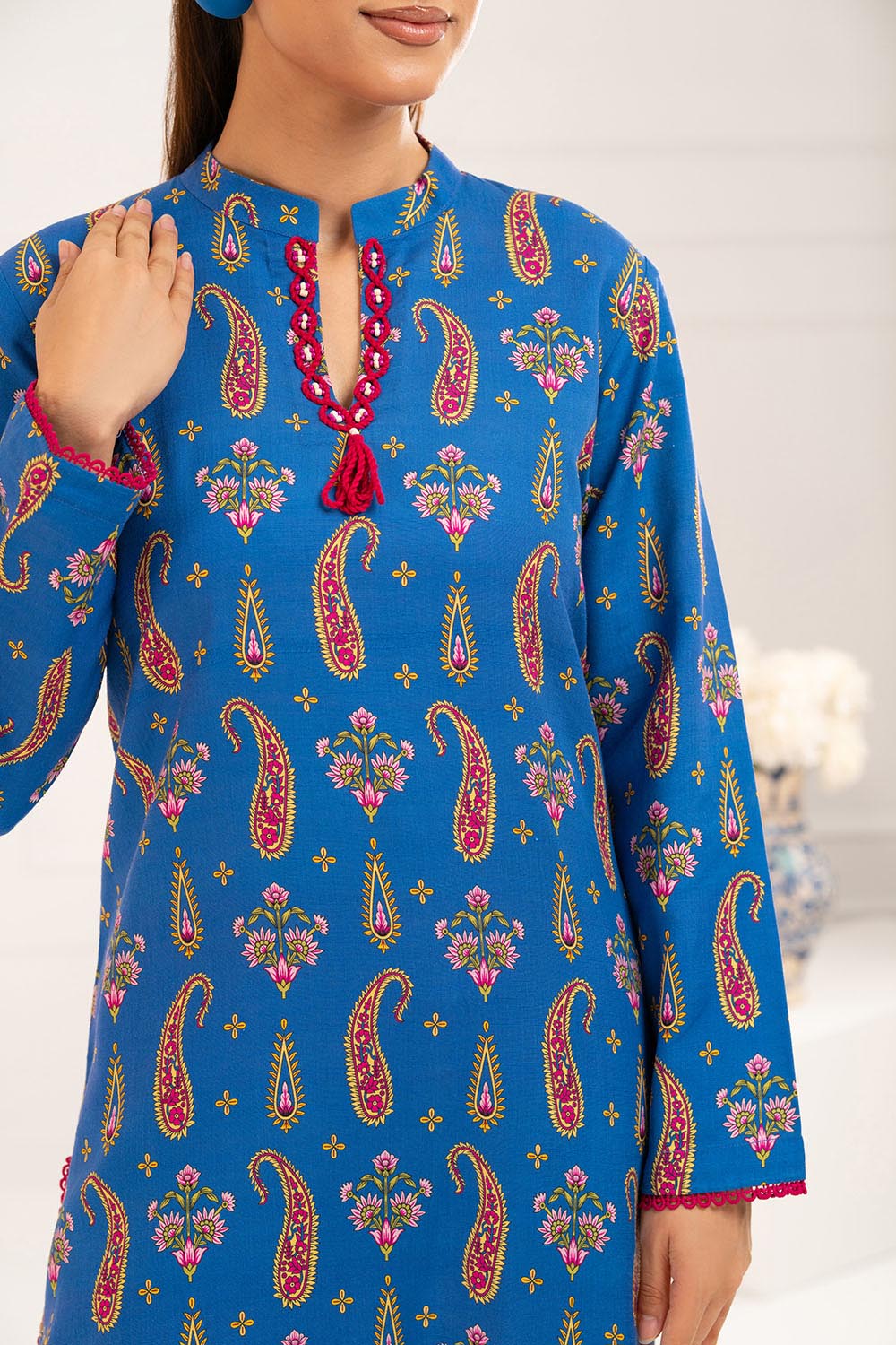 2 Piece Printed Slub Viscose Suit WNST-52007