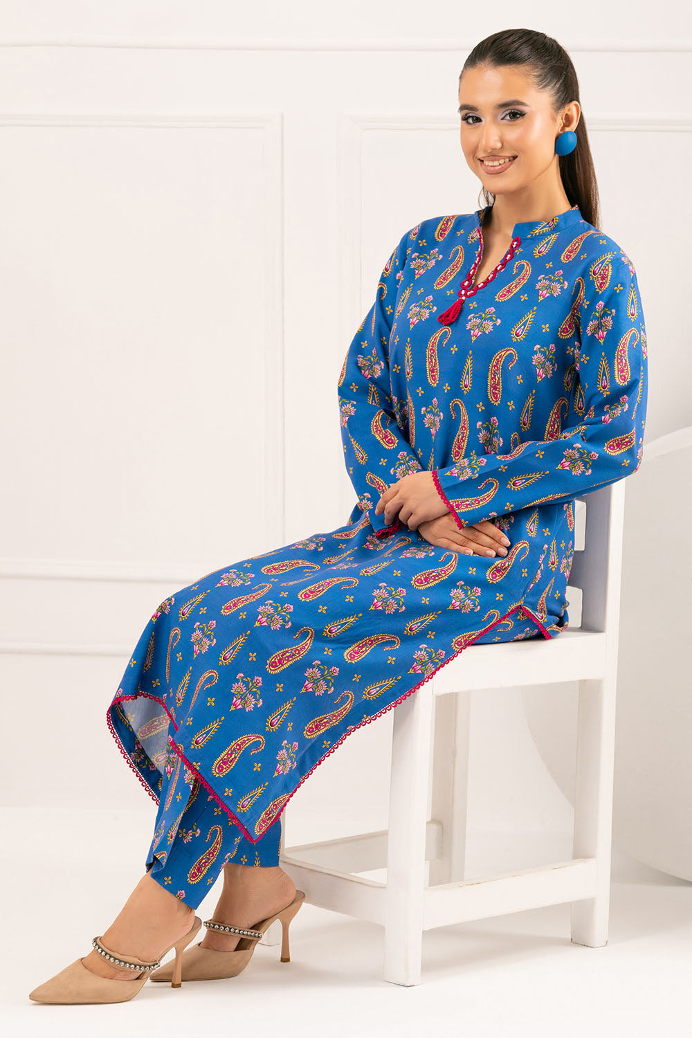 2 Piece Printed Slub Viscose Suit WNST-52007