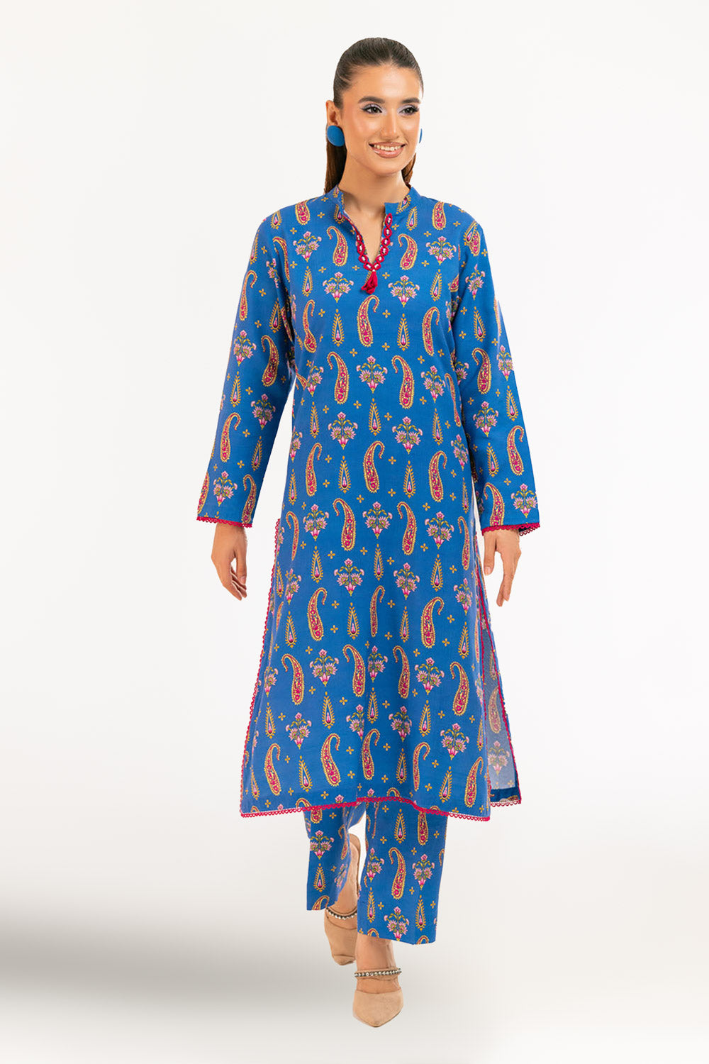2 Piece Printed Slub Viscose Suit