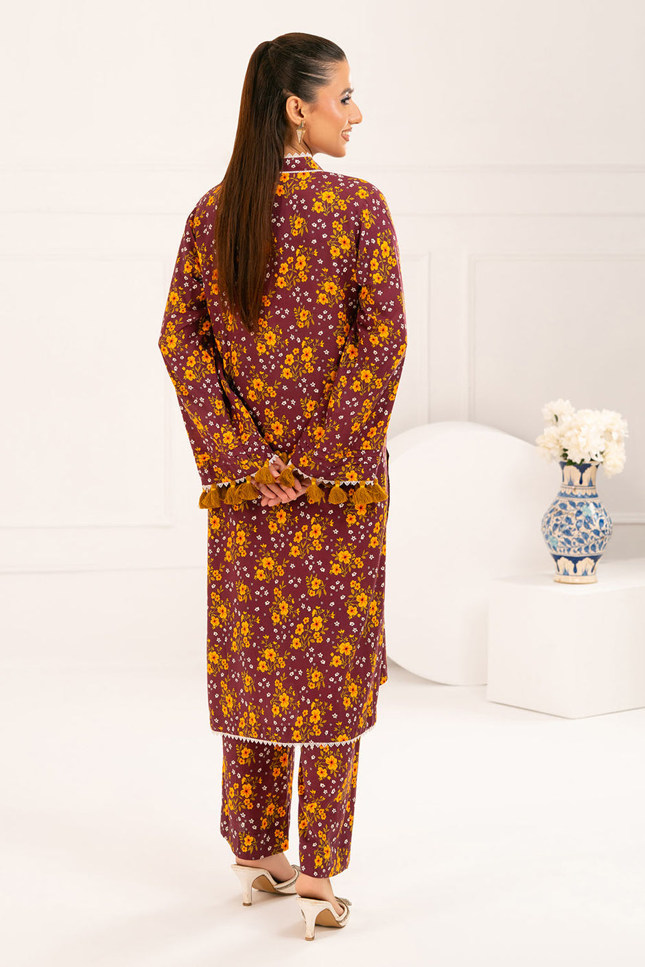 2 Piece Printed Slub Viscose Suit