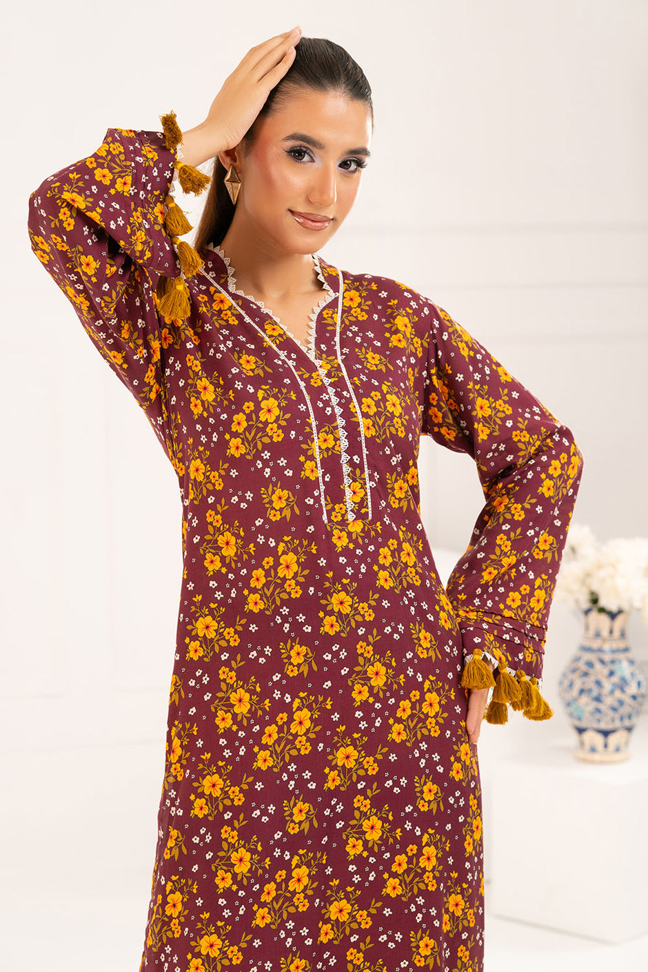 2 Piece Printed Slub Viscose Suit