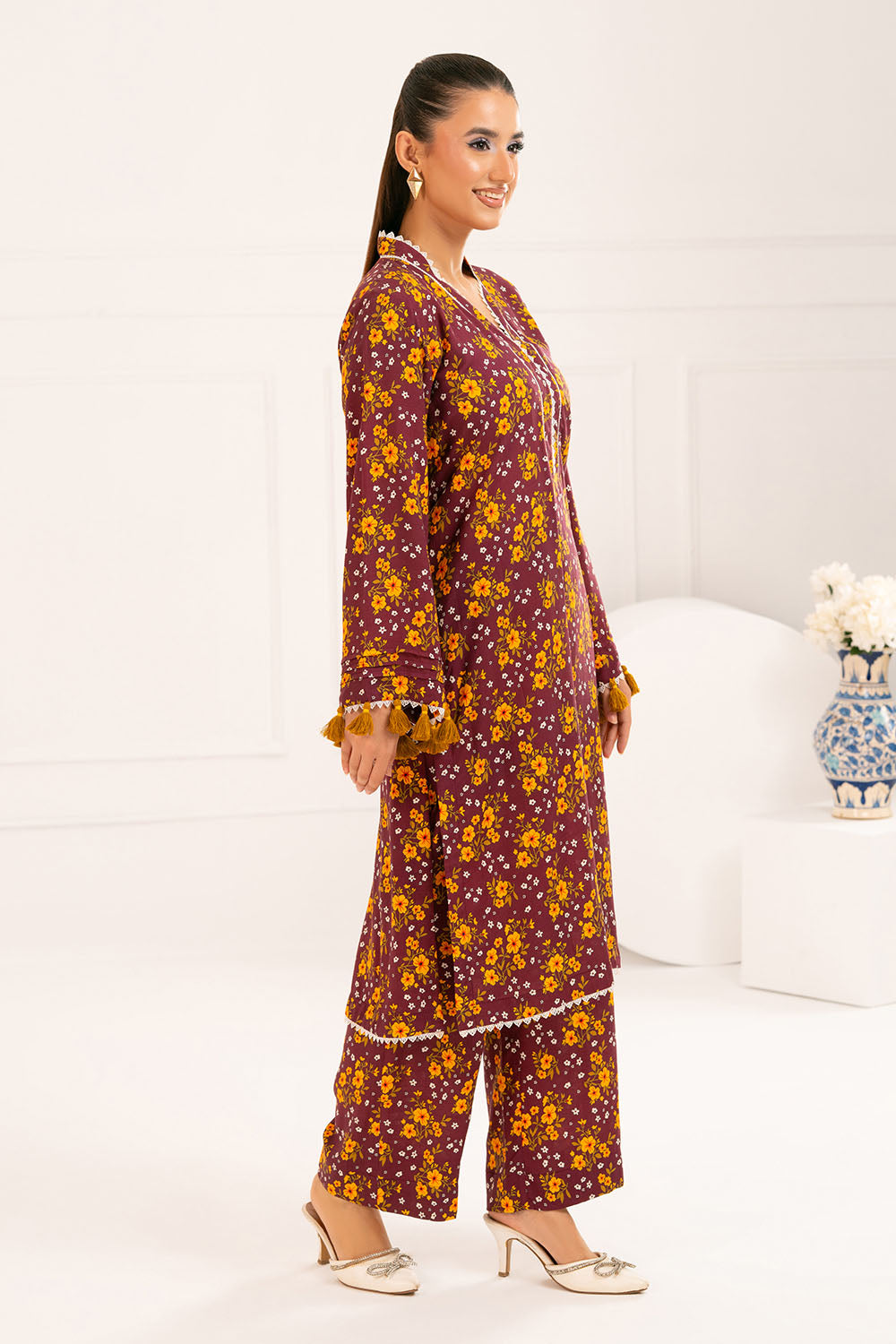 2 Piece Printed Slub Viscose Suit WNST-52009