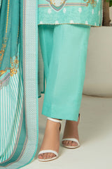 3 Piece Printed Stripe Khaddar Suit with Dupatta SD-52195