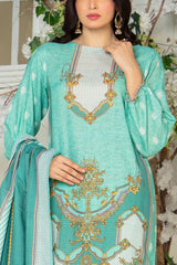 3 Piece Printed Stripe Khaddar Suit with Dupatta SD-52195