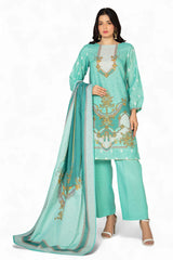 3 Piece Printed Stripe Khaddar Suit with Dupatta SD-52195