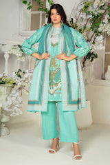 3 Piece Printed Stripe Khaddar Suit with Dupatta SD-52195