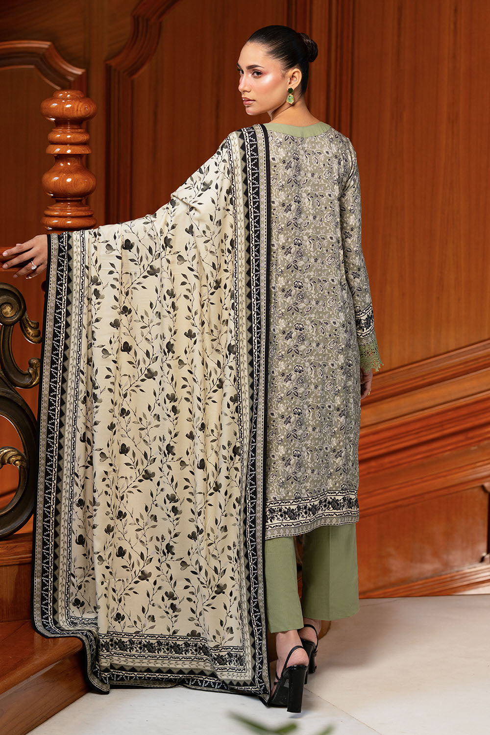 3 Piece Printed Linen Suit