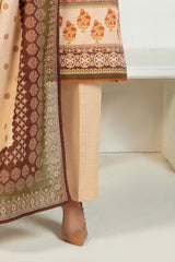 3 Piece Printed Zari Cotton & Khaddar Suit with Dupatta SD-52205