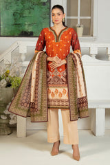 3 Piece Printed Zari Cotton & Khaddar Suit with Dupatta SD-52205