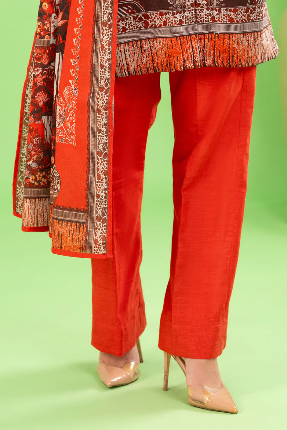 3 Piece Printed Khaddar Suit with Zari Dupatta