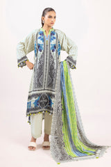 3 Piece Printed Zari Stripe Self Jacquard Suit with Dupatta SP-52089