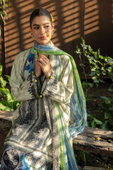 3 Piece Printed Zari Stripe Self Jacquard Suit with Dupatta SP-52089