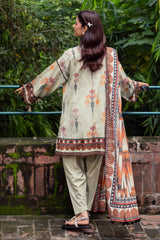 3 Piece Printed Zari Stripe Self Jacquard Suit with Dupatta SP-52090