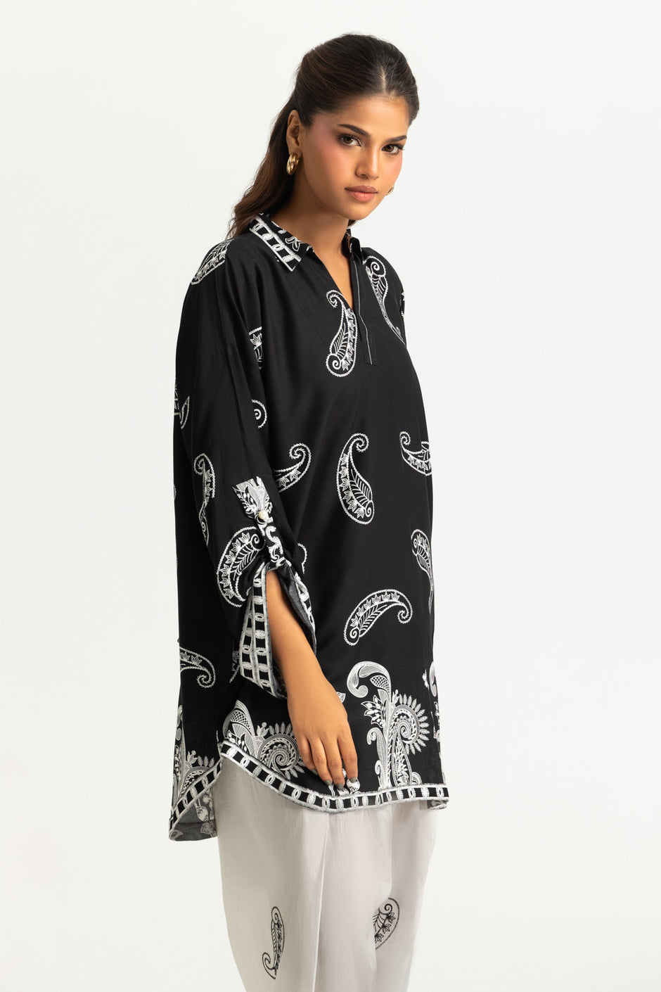 Rayon Printed Shirt And Embroidered Shalwar