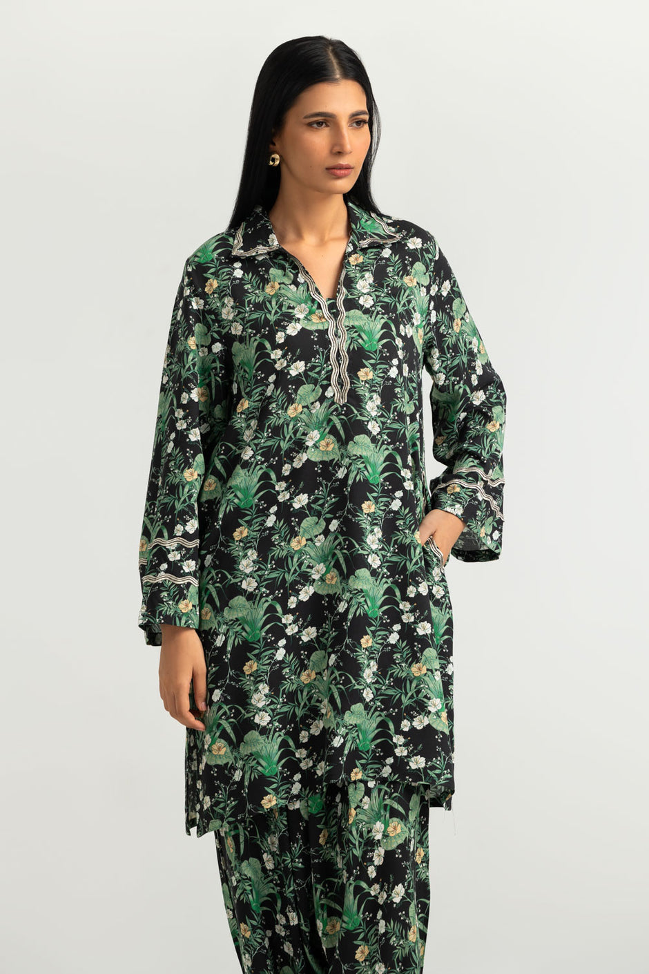 Royan Printed Co-Ord Set With Embroidered