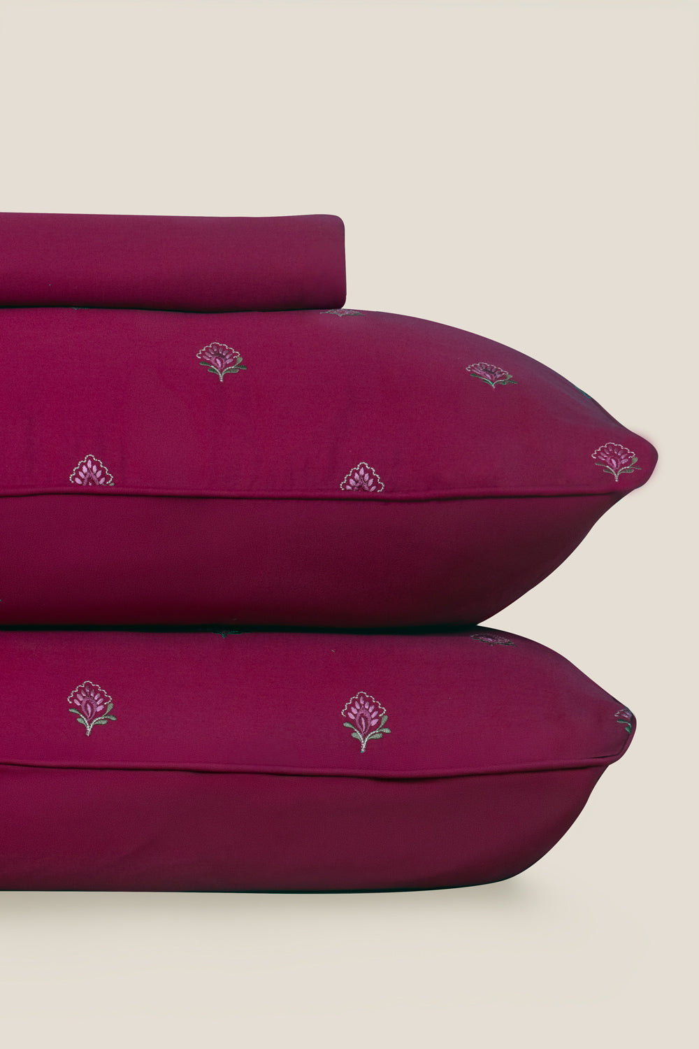 Ruby Gold Embroidered Bed Sheet Set