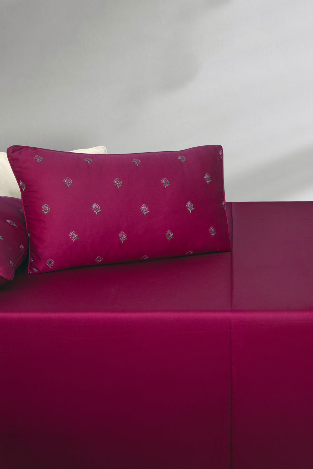 Ruby Gold Embroidered Bed Sheet Set