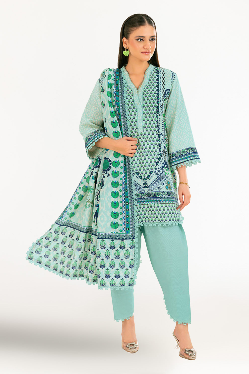 3 Piece Digital Printed Linen Khaddar Suit with Dupatta