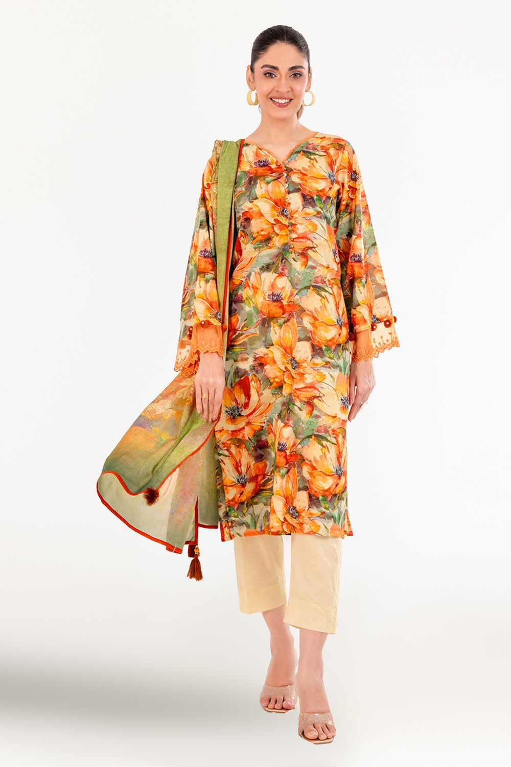 3 Piece Unstitched Printed Lawn Suit