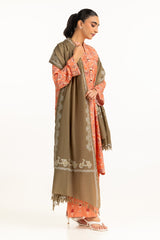 Acrylic Block Printed Shawl With Embroidered SH-25-111