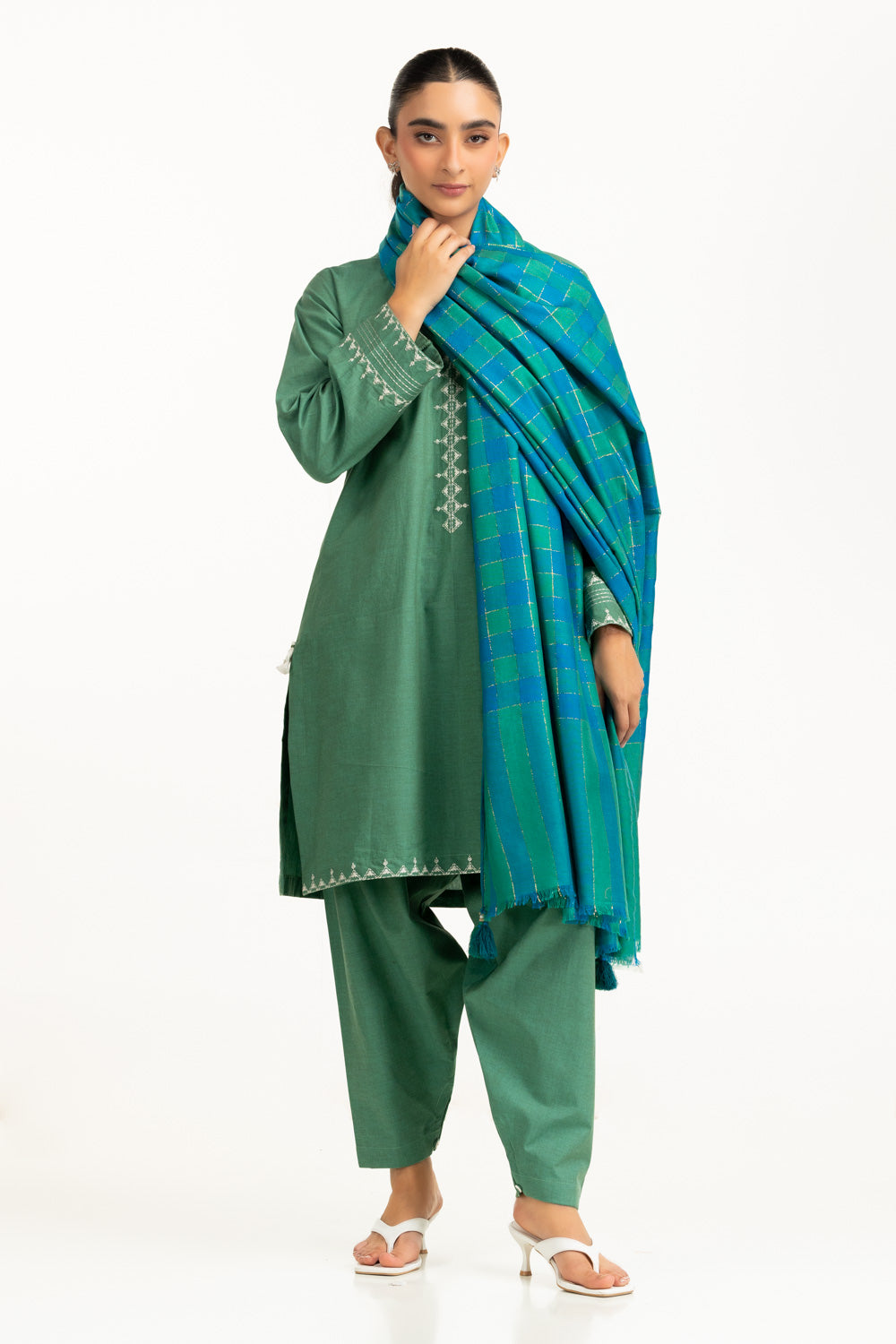 Acrylic Checkered Shawl SH-25-119