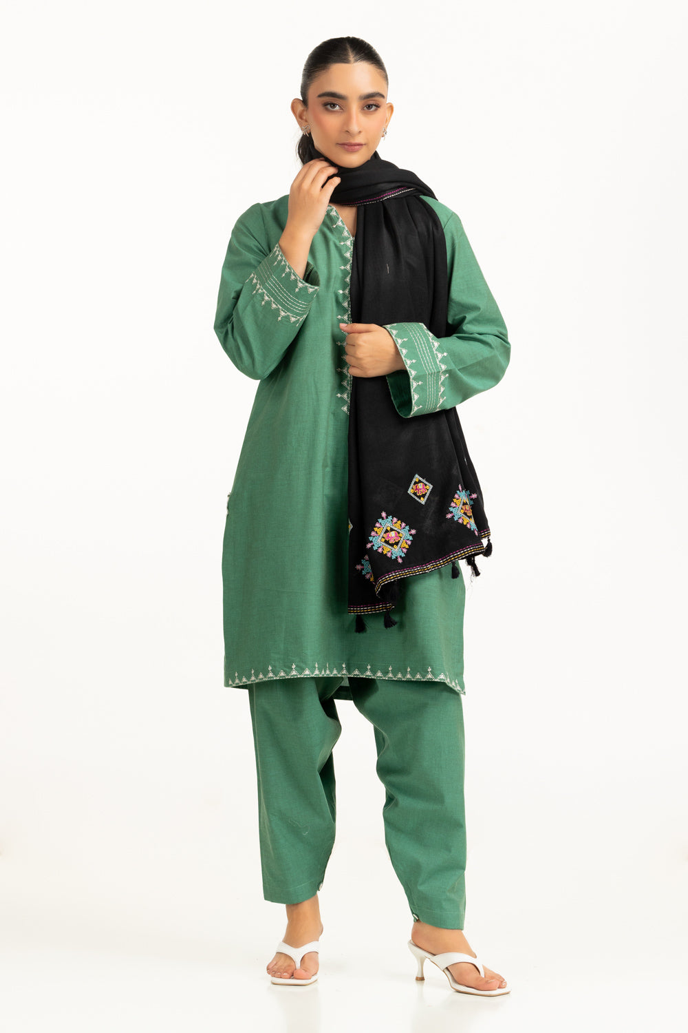 Herringebone Embroidered Stole SH-25-128