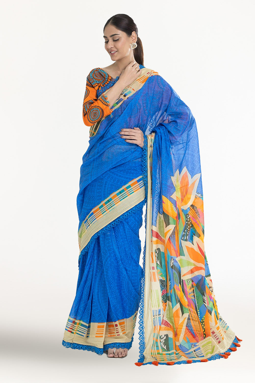 3 Piece Unstitched Denting Lawn Saree SR-52006