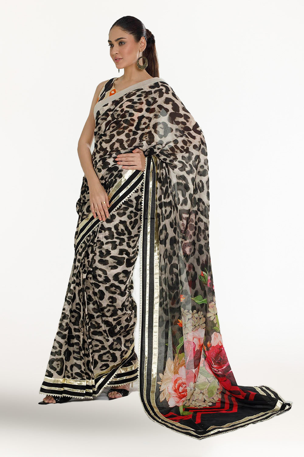 3 Piece Unstitched Denting Lawn Saree  SR-52007