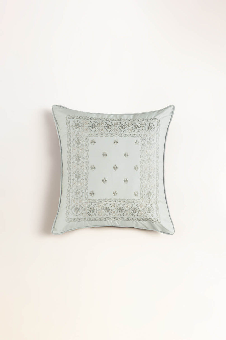Sage Embroidery Square Cushion Cover
