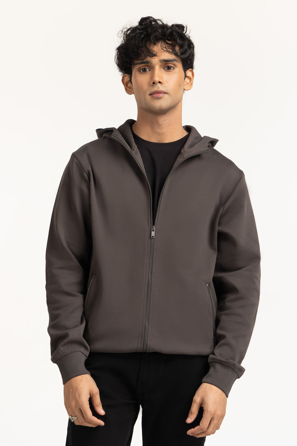 Regular Fit Hooded Zipper MN-HDZ-WS25-002 B