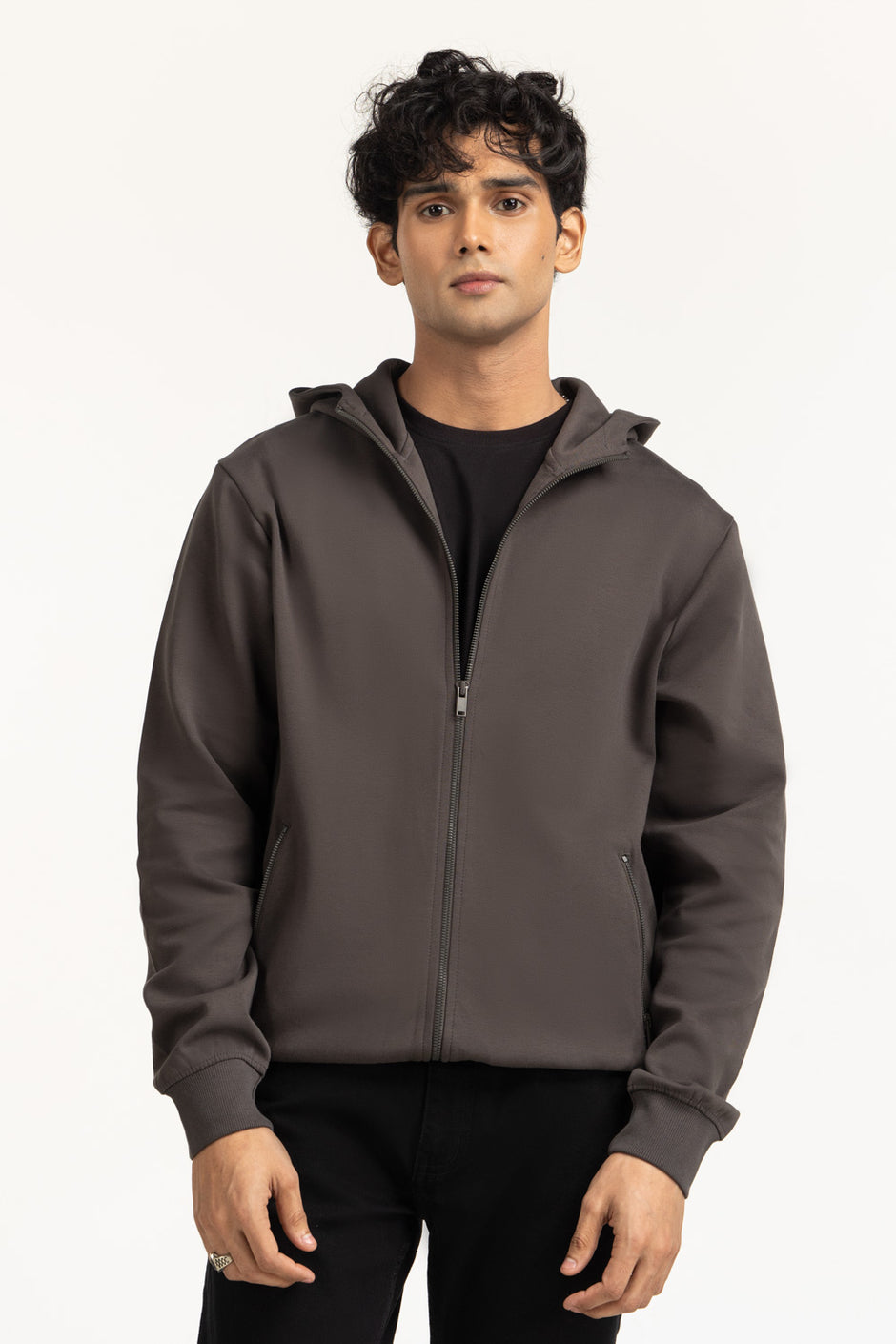 Regular Fit Hooded Zipper MN-HDZ-WS25-002 B
