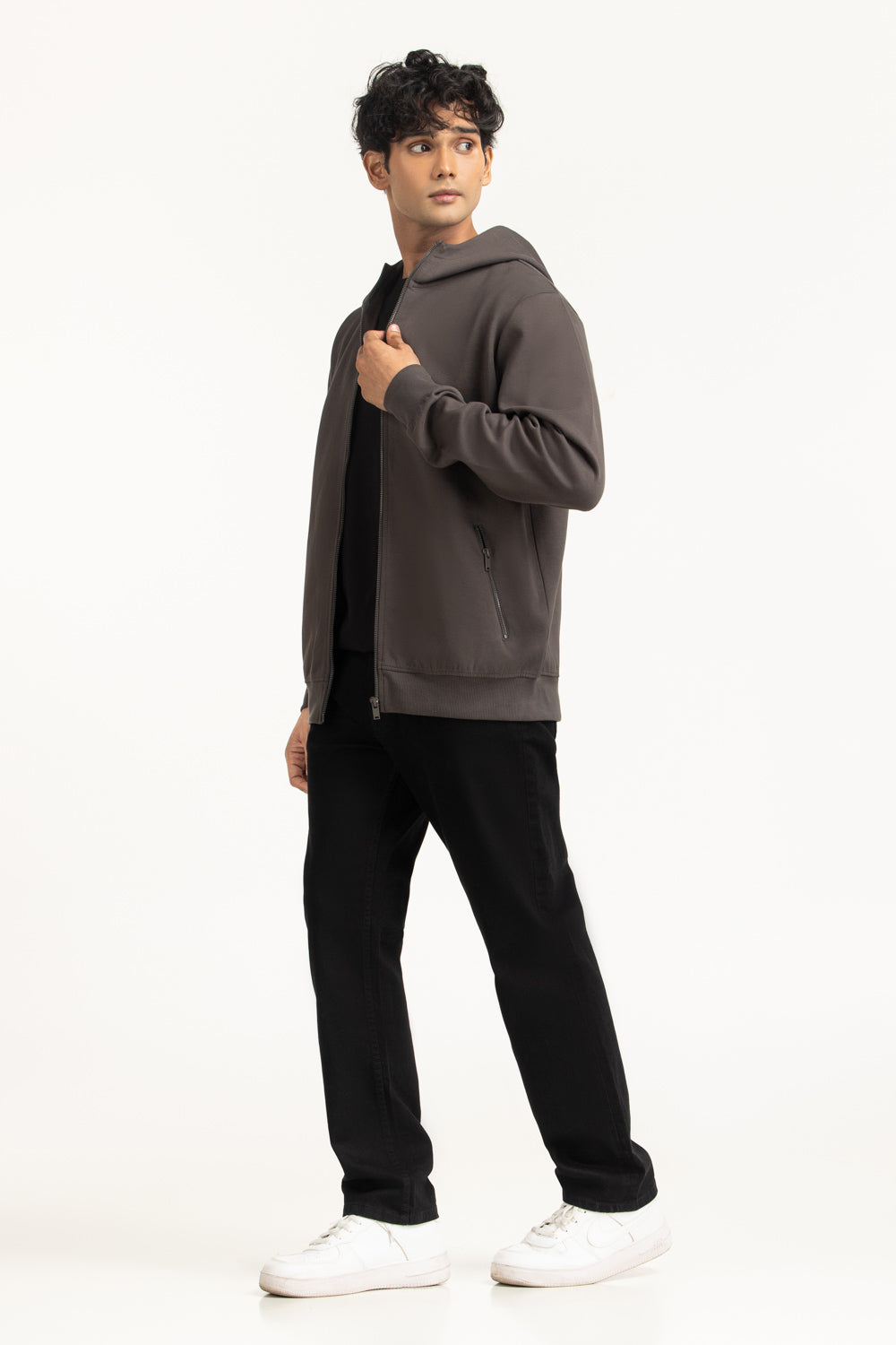Regular Fit Hooded Zipper