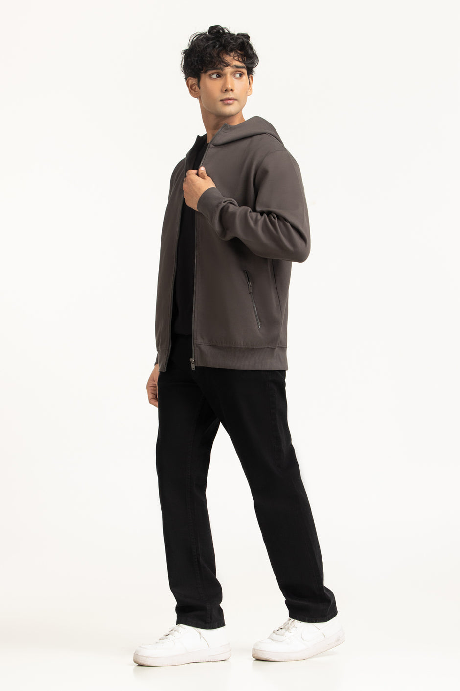 Regular Fit Hooded Zipper