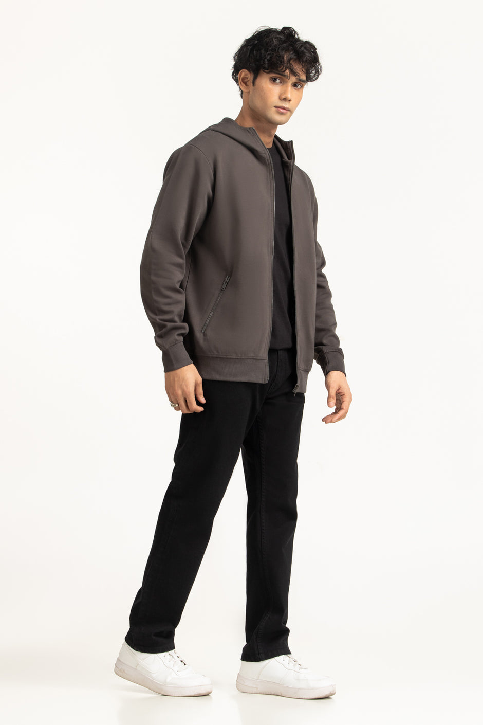 Regular Fit Hooded Zipper