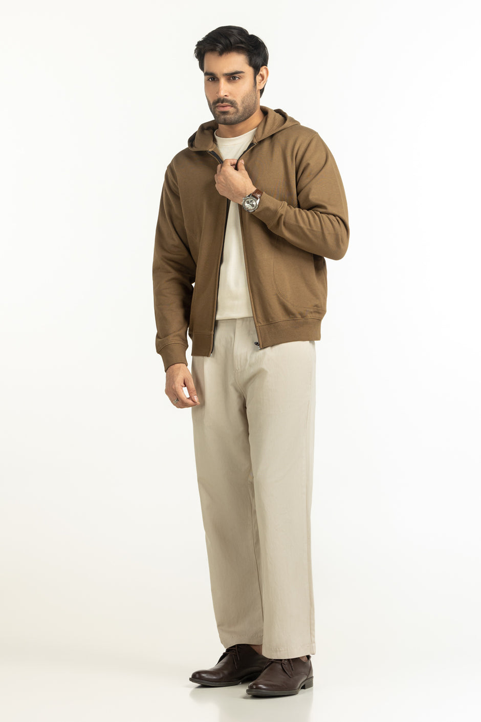 Regular Fit Hooded Zipper